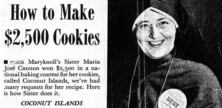 Newspaper Article of Sr. Mary Carol Cannon's Award Winning Coconut Island Cookies