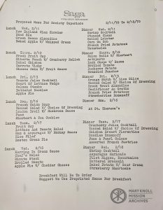 1970 Maryknoll Seminary menu