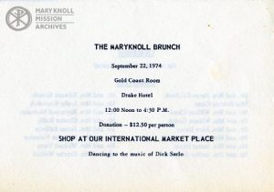 Maryknoll Brunch invitiation inside 1974