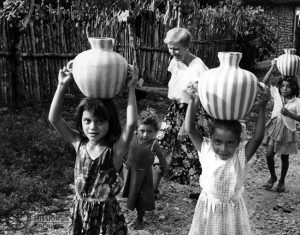 Sister Mary Malherek in a refugee camp, Campeche, Mexico