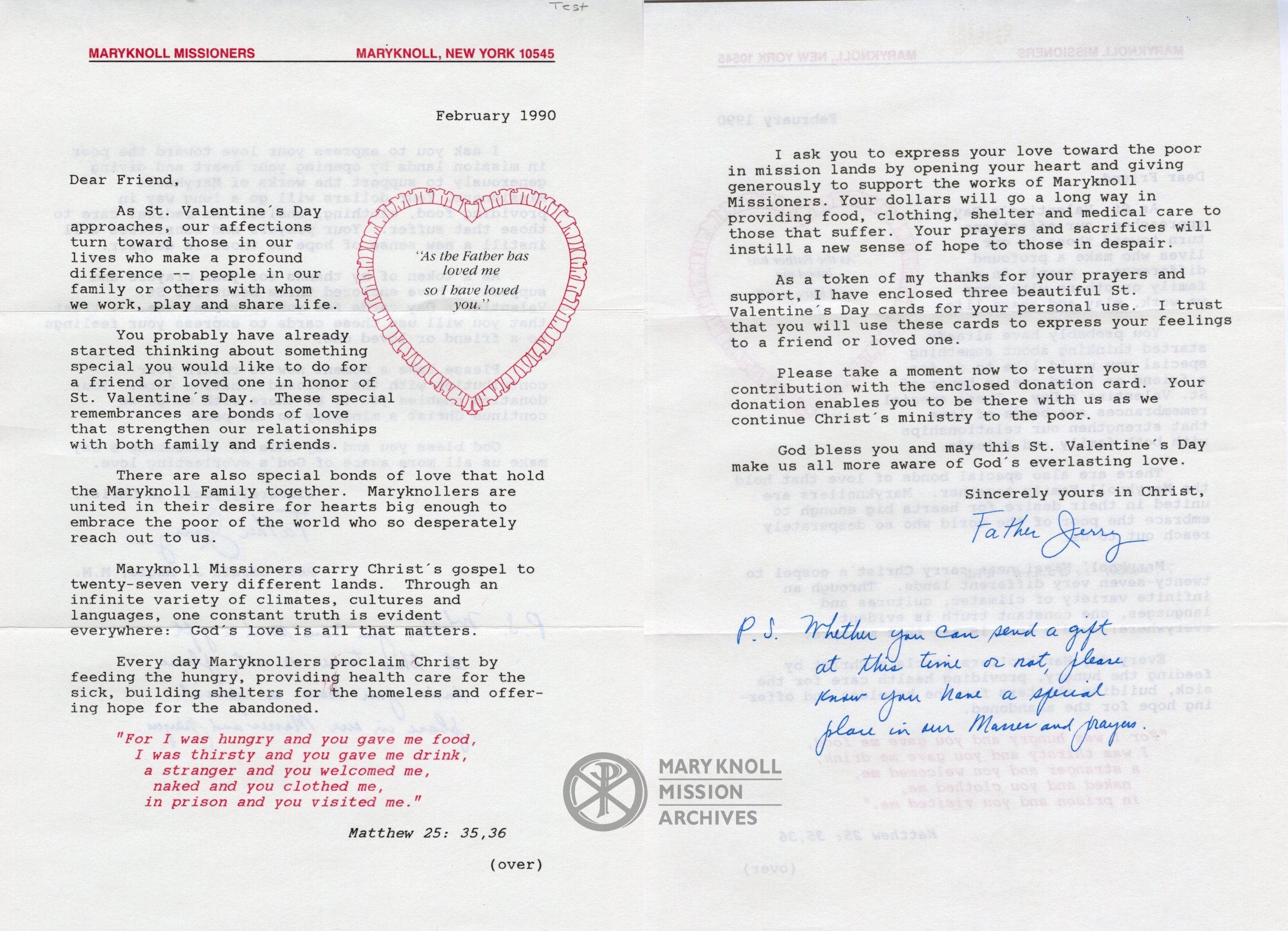 Valentine Appeal Letter, 1990