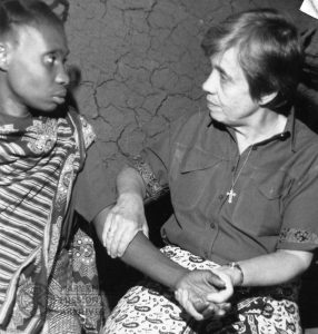 Sister Joyce Burch, Tanzania, with an AIDS patient, 1992
