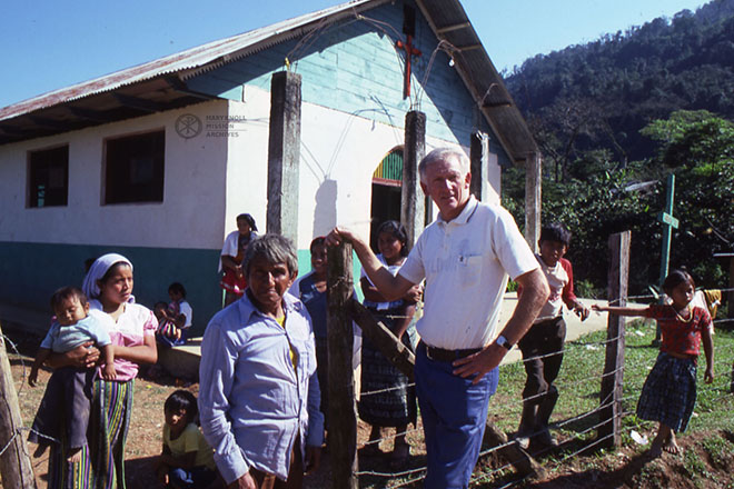 Fr. William Donnelly with his congregation in Guatemala