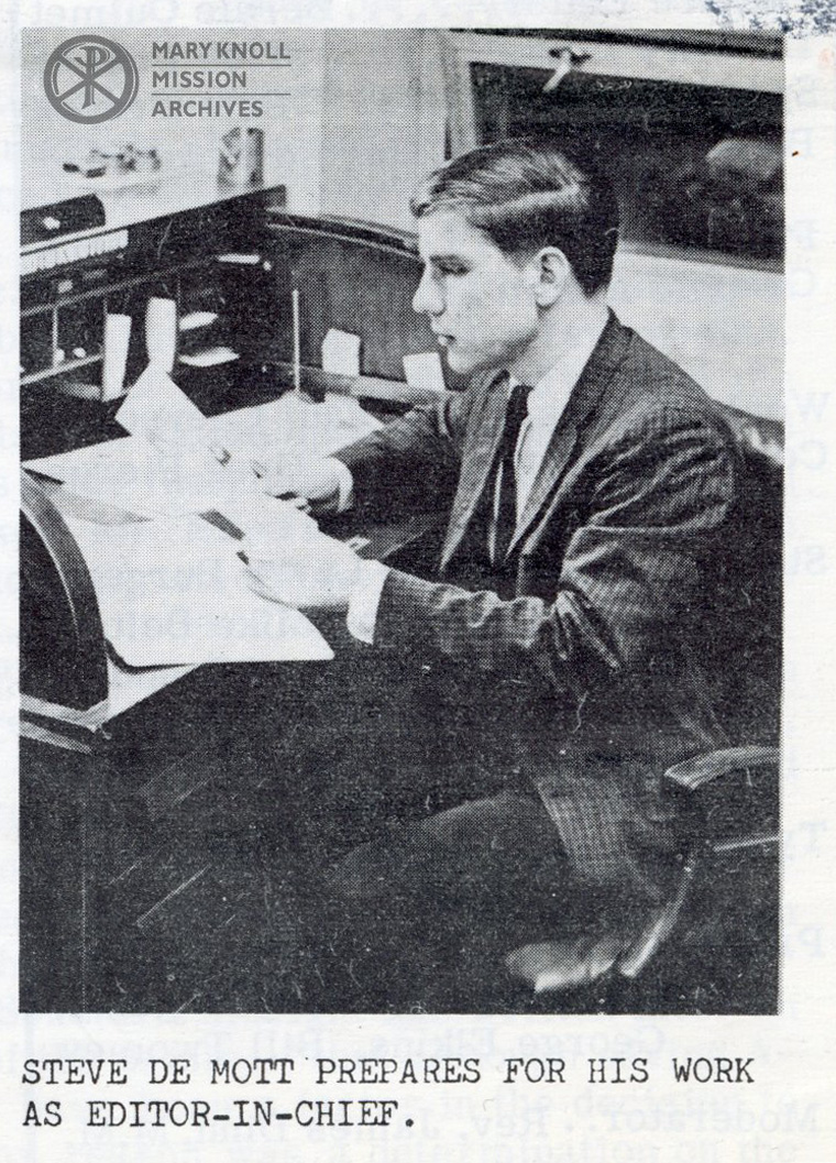 Sem. Steve De Mott preparing to work as Editor-in-Chief of "The Glen Echo",1968
