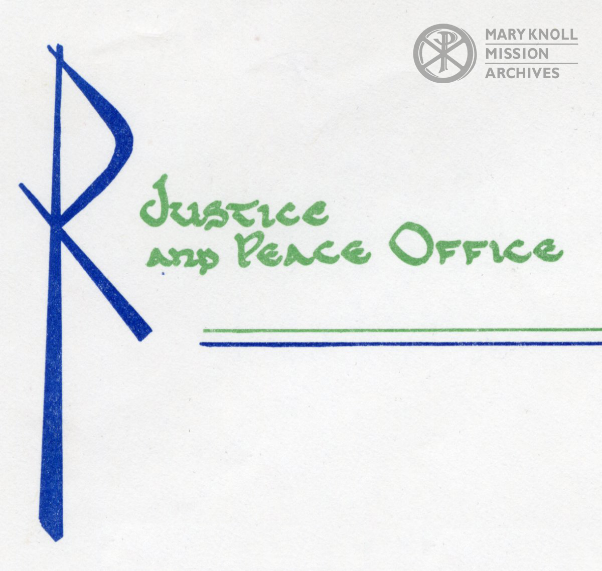 Letterhead for the Justice and Peace Office, c. 1978