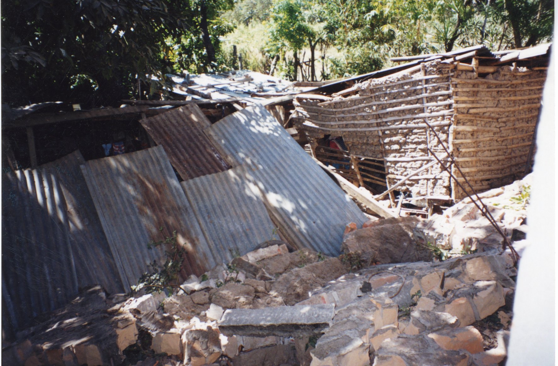 The ruins of a Salvadoran family's home, 2001