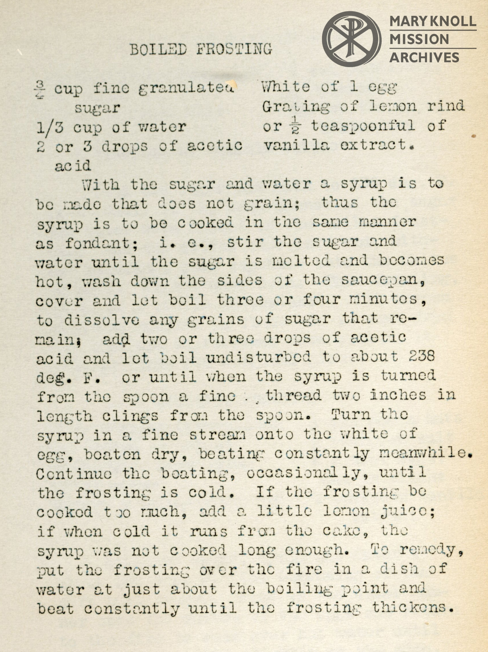 Boiled Frosting Recipe, MMJ's Cookbook