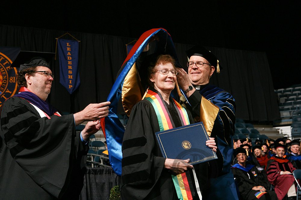 Sr. Janice McLaughlin receiving her honorary degree from Marquette University in 2010