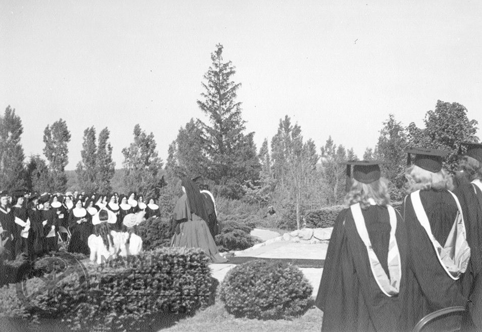 Mother Mary Joseph Rogers processing in to receive her honorary degree from Regis College, 1945