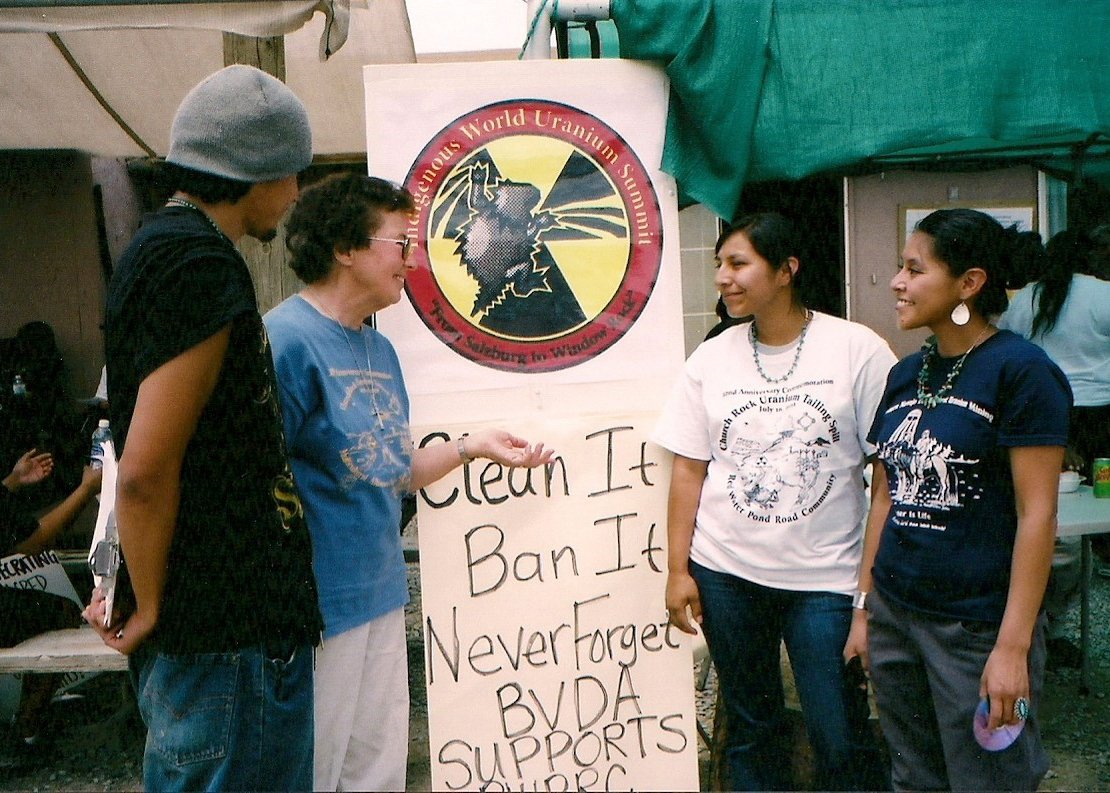 Sr. Rose Marie Cecchini at the annual commemoration of the July 16, 1979, radioactive spill, Church Rock, New Mexico, undated.