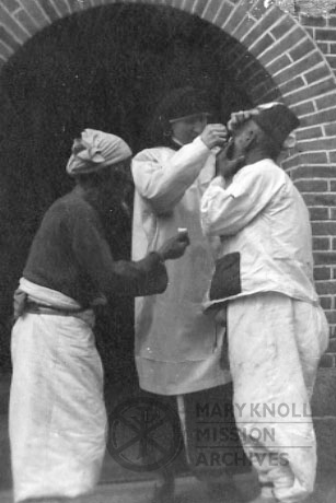Sr. M. Richard Wenzel at a clinic in Gishu, Korea, 1928