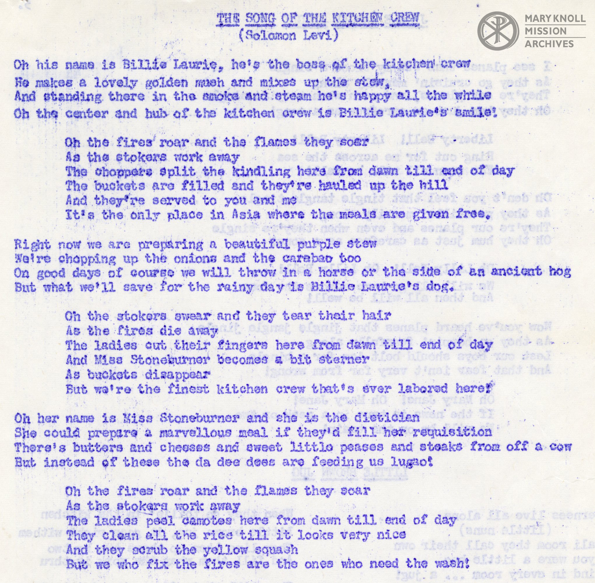 LosBanos_CampSongs-SongOfTheKitchenCrew Lyrics for Song of the Kitchen Crew