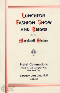 Long Island Maryknoll Committee's Fashion Show invitation, 1951.