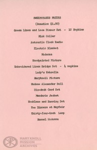New Jersey Guild event prize list, 1962