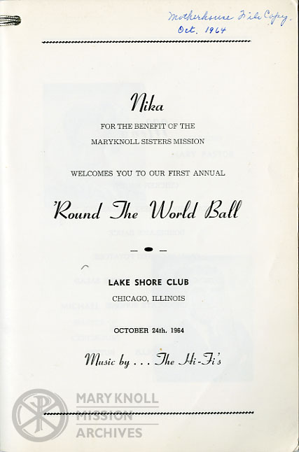 NIKA_Program_1964 Program from the first NIKA Ball, held at the Lake Shore Club in Chicago, October 24, 1964.